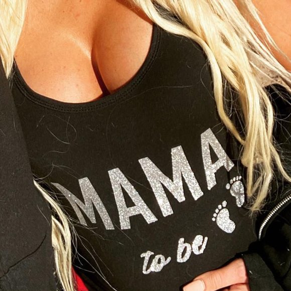 MAMA TO BE SILVER GLITTER TANK SIZE M - Picture 3 of 3